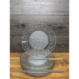 Princess House Fantasia 10” Dinner Plate Frosted Center Poinsettia~set Of 6